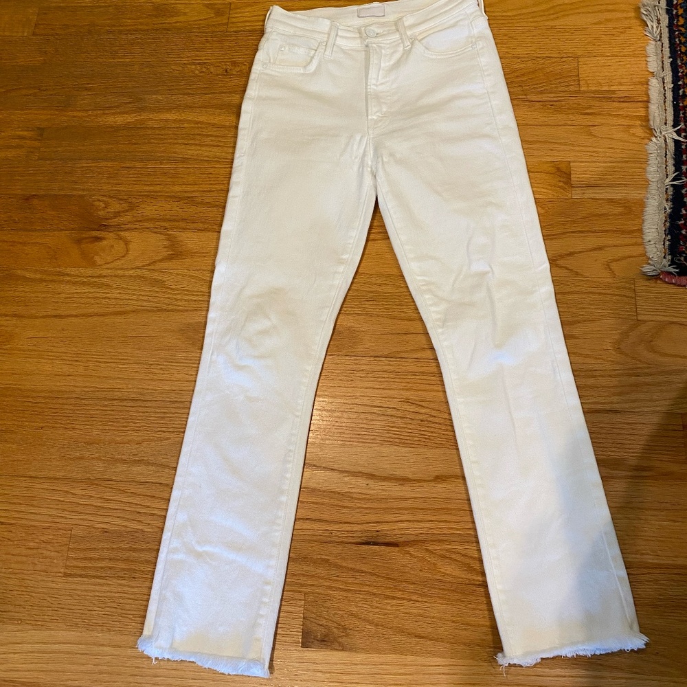 Mother Rascal White Crop Jeans White Size 24